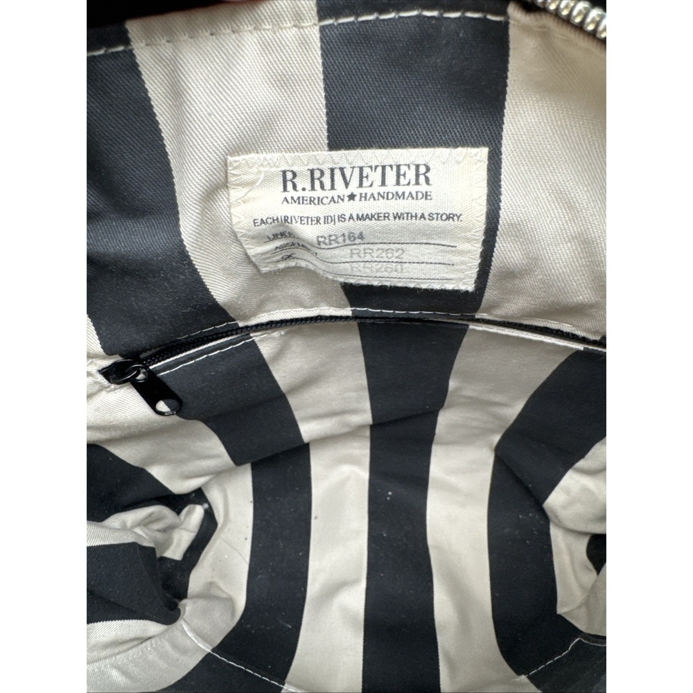 R. RIVETER Black Washed Canvas + Brown Leather Otto Tote Crossbody Bag EUC - Picture 10 of 12